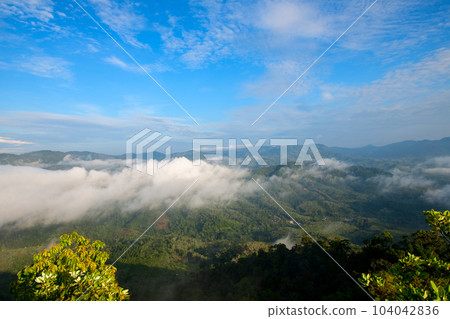 beautiful sea of mist and sunrise, view from Aiyoeweng View Point, Yala Province, 104042836