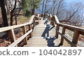 Steep steps leading to the lake 104042897