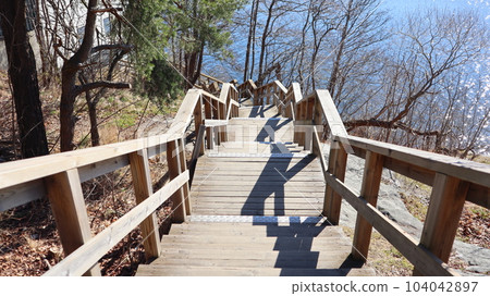 Steep steps leading to the lake Steep steps leading to the lake 104042897