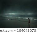 Teenage Boy on Ocean Shore 104043073