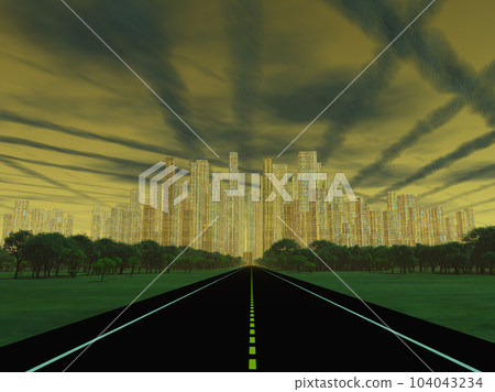 Road to city under alien sky Road to city under alien sky 104043234