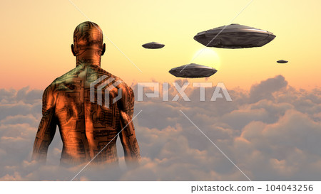 Digital man and UFO 104043256