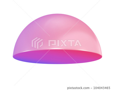 3d object semisphere metal geometric shape. Realistic glossy pink and lilac gradient luxury template decorative design illustration. Minimalist bright semi sphere half circle volumed round mockup 3d object semisphere metal geometric shape. Realistic glossy pink and lilac gradient luxury template decorative design illustration. Minimalist bright semi sphere half circle volumed round mockup 104043465