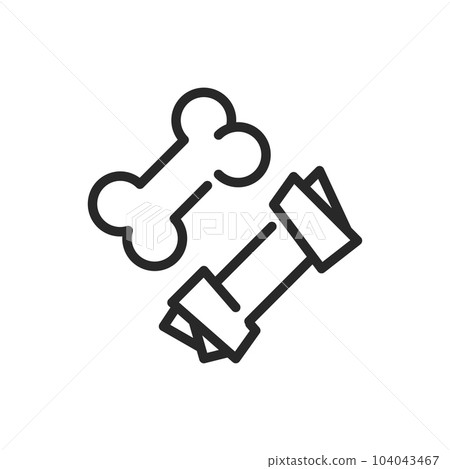 Pet Treats and Chew Toy Icon. Vector Outline Editable Sign of Dog Bone and Chewing Stick Vector Illustration 104043467