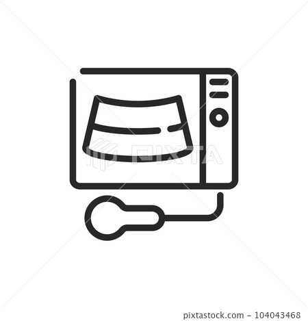 Pet Ultrasound Icon. Vector Outline Editable Sign of Medical Device for Diagnostic and Health Care. Veterinary Clinic Equipment, Animal Care Technology, Ultrasonography Illustration. Pet Ultrasound Icon. Vector Outline Editable Sign of Medical Device for Diagnostic and Health Care. Veterinary Clinic Equipment, Animal Care Technology, Ultrasonography Illustration. 104043468