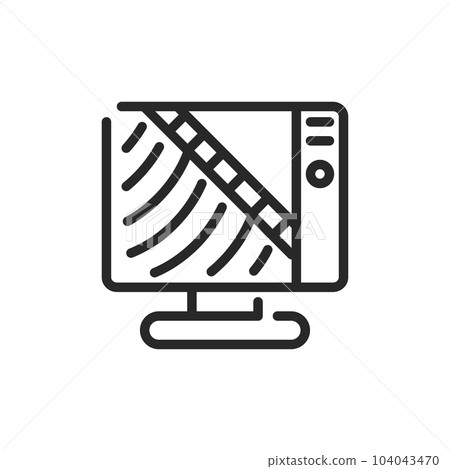 Veterinary X-Ray Icon. Pet X-Ray Monitor Pictogram. Vector Outline Editable Sign for Animal Health Check, Vet Clinic Use, and Pet Care Services Veterinary X-Ray Icon. Pet X-Ray Monitor Pictogram. Vector Outline Editable Sign for Animal Health Check, Vet Clinic Use, and Pet Care Services 104043470