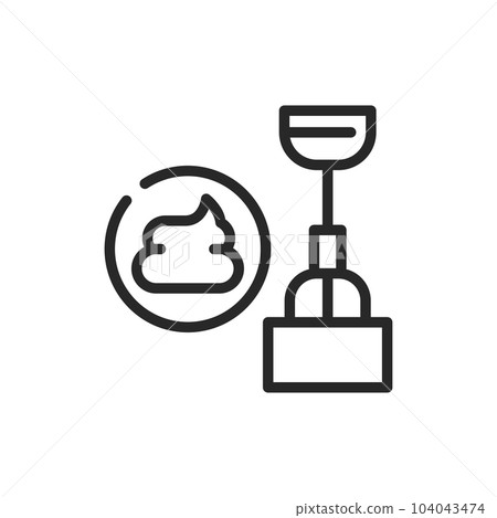 Pooper Scooper Icon. Vector Outline Editable Sign of Dog Waste Excrement Collection Device. Pooper Scooper Icon. Vector Outline Editable Sign of Dog Waste Excrement Collection Device. 104043474