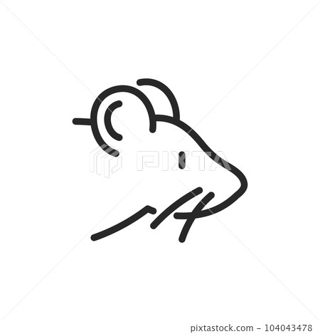 Domestic Rat Icon. Outline Editable Sign of Cute and Intelligent Pet Rodent Vector Illustration. Domestic Rat Icon. Outline Editable Sign of Cute and Intelligent Pet Rodent Vector Illustration. 104043478