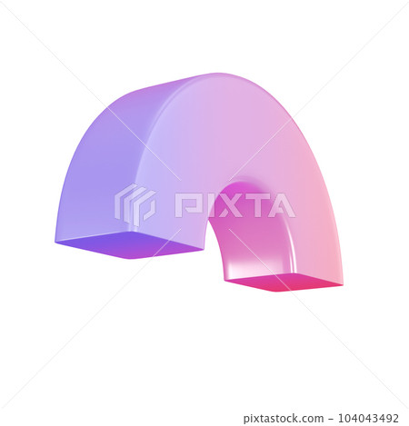 3d shape metal semidonut geometric. Realistic glossy pink and lilac gradient luxury template decorative design illustration. Minimalist bright semi donut mockup isolated with clipping path 3d shape metal semidonut geometric. Realistic glossy pink and lilac gradient luxury template decorative design illustration. Minimalist bright semi donut mockup isolated with clipping path 104043492