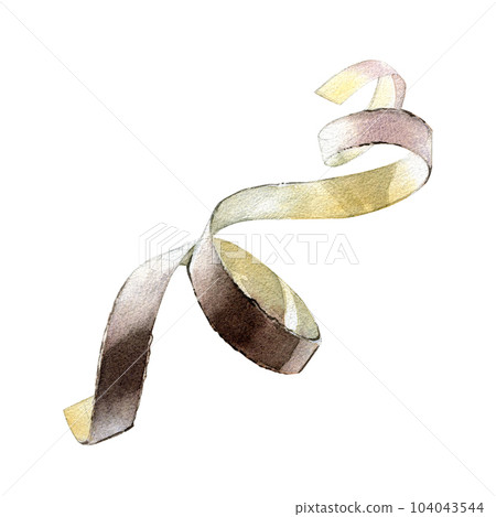 Realistic textured paper ribbon isolated on white background. Watercolor hand draw detailed illustration. Art for design Realistic textured paper ribbon isolated on white background. Watercolor hand draw detailed illustration. Art for design 104043544