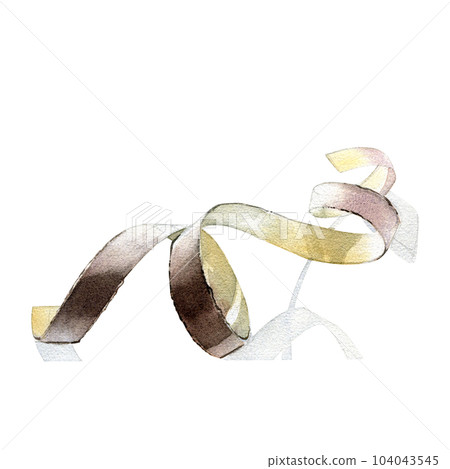 Realistic textured paper ribbon isolated on white background. Watercolor hand draw detailed illustration. Art for design Realistic textured paper ribbon isolated on white background. Watercolor hand draw detailed illustration. Art for design 104043545