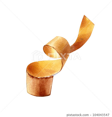 Realistic textured paper ribbon isolated on white background. Watercolor hand draw detailed illustration. Art for design Realistic textured paper ribbon isolated on white background. Watercolor hand draw detailed illustration. Art for design 104043547