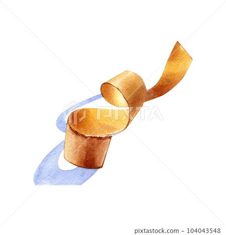 Realistic textured paper ribbon isolated on white background. Watercolor hand draw detailed illustration. Art for design Realistic textured paper ribbon isolated on white background. Watercolor hand draw detailed illustration. Art for design 104043548