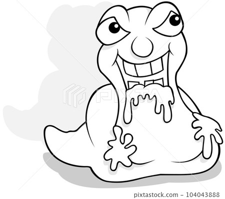Drawing of a Funny Garbage Monster with Slime Drawing of a Funny Garbage Monster with Slime 104043888