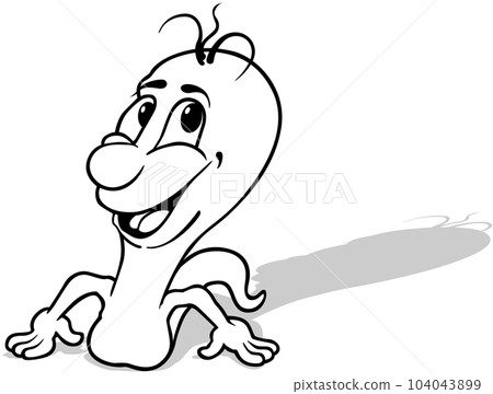 Drawing of a Funny Worm with a Smile Drawing of a Funny Worm with a Smile 104043899