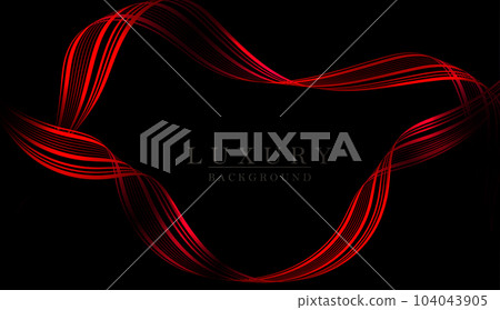 Isolated minimal red gorgeous wave patterns on black background Isolated minimal red gorgeous wave patterns on black background 104043905