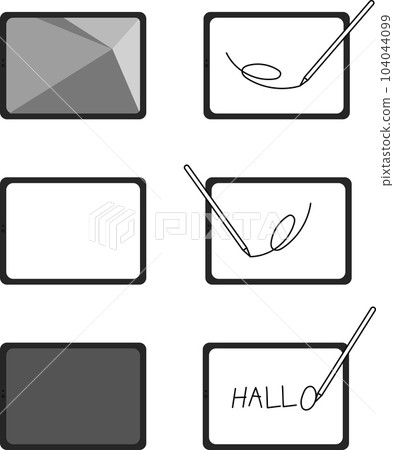 Tablet terminal 6 pattern mockup (liquid crystal crack, white light, light off, writing with touch pen, etc.) 104044099