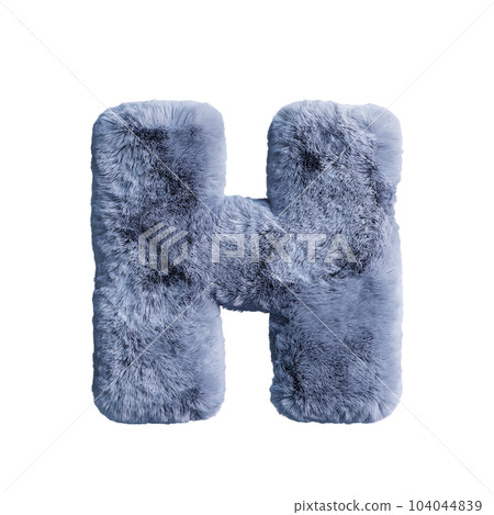 大寫的H。灰色蓬鬆的字母。 104044839