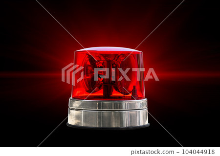 Red Color Emergency Light Warning Vehicular Police Alarm Siren Buzzer Isolated with Clipping path. 104044918
