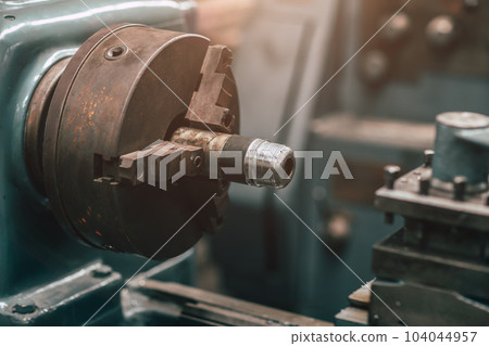 Old Precision CNC Lathe Machine Rotor Milling in Heavy Metal Factory. Old Precision CNC Lathe Machine Rotor Milling in Heavy Metal Factory. 104044957