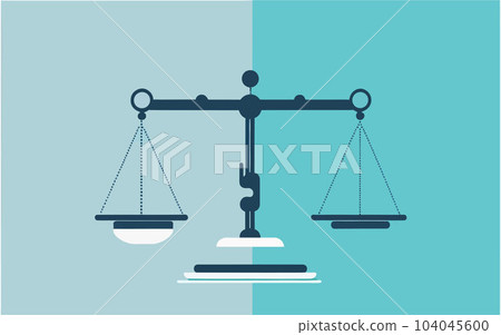 minimalist vector illustration that represents the concept of AI ethics and responsible AI development. Depict a stylized balance scale with one side representing AI technology and the other side 104045600