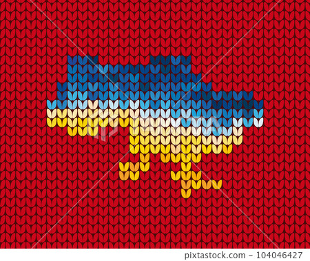 Vector map of Ukraine drawn on a knitted background in national colors 104046427