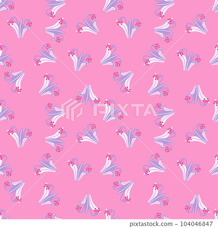 Bluebells and leaves seamless pattern. Lily botanical wallpaper. Bluebells and leaves seamless pattern. Lily botanical wallpaper. 104046847