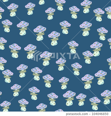 Magical magic fly agaric seamless pattern. Creative mushrooms silhouettes wallpaper. Magical magic fly agaric seamless pattern. Creative mushrooms silhouettes wallpaper. 104046850