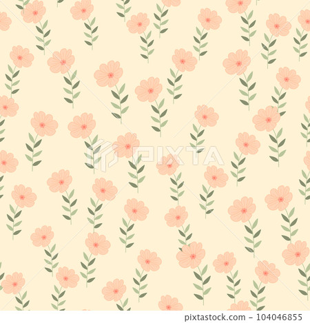 Simple stylized flower seamless pattern. Decorative naive botanical backdrop. Simple stylized flower seamless pattern. Decorative naive botanical backdrop. 104046855