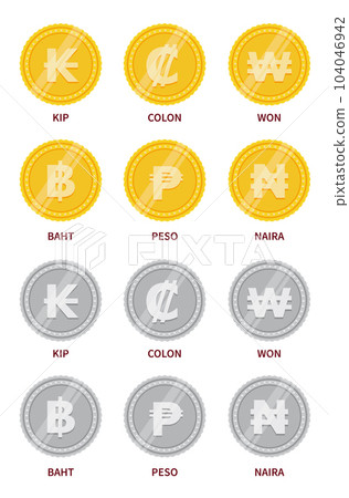 Vector set of currency signs Vector set of currency signs 104046942
