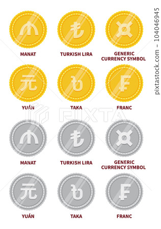 Set of vector currency icons and symbols 104046945