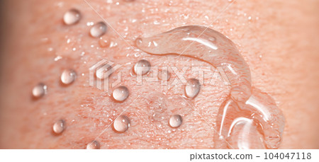 Collagen And Hyaluron Serum Gel On Skin. Splashing of Hyaluron gel. Liquid hyaluronic acid gel on skin. Cosmetic water gel texture on human skin background. Textured background. skin care product. Collagen And Hyaluron Serum Gel On Skin. Splashing of Hyaluron gel. Liquid hyaluronic acid gel on skin. Cosmetic water gel texture on human skin background. Textured background. skin care product. 104047118
