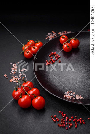 Ingredients for cooking cherry tomatoes, salt, spices and herbs 104047673