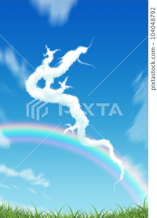龍年新年賀卡素材龍年浮雲藍天 104048792