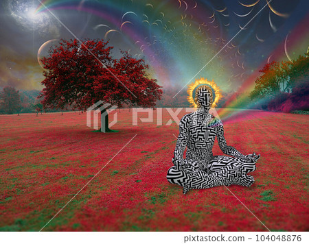 Man with burning halo 104048876