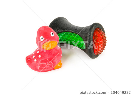 Set of toys for dogs isolated on white . Set of toys for dogs isolated on white . 104049222