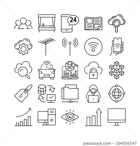 device artificial intelligence technology icon set device artificial intelligence technology icon set 104050147