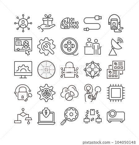 device artificial intelligence technology icon set device artificial intelligence technology icon set 104050148