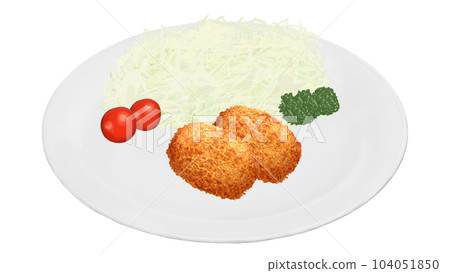 A realistic illustration of croquettes served on a plate A realistic illustration of croquettes served on a plate 104051850