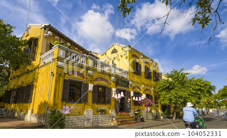 The streets of Hoi An Old Town, Vietnam, bathed in sunlight 104052331