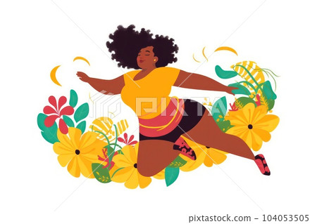 illustration plus size woman a goes in for sports .care for yourself illustration plus size woman a goes in for sports .care for yourself 104053505