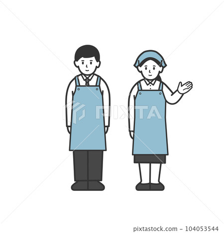 Supermarket clerk male and female whole body illustration 1 104053544