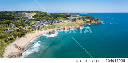 Aerial photography "Aomori Prefecture" Panorama of Tanesashi Coast taken from the sea side with a drone Aerial photography "Aomori Prefecture" Panorama of Tanesashi Coast taken from the sea side with a drone 104053966