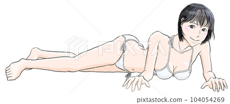 A girl lying in a swimsuit on the floor 54 A girl lying in a swimsuit on the floor 54 104054269