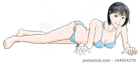 穿著泳裝躺在地上的女孩 52 104054270