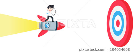 SD Business stands on a rocket, carrying a bow aimed at Giant target 104054608