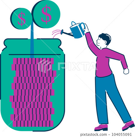 Clean Expressive Finance Character Scene. Vector illustration eps10 104055091