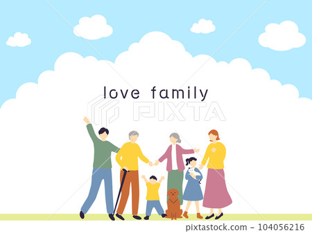 3 generation family blue sky background 104056216