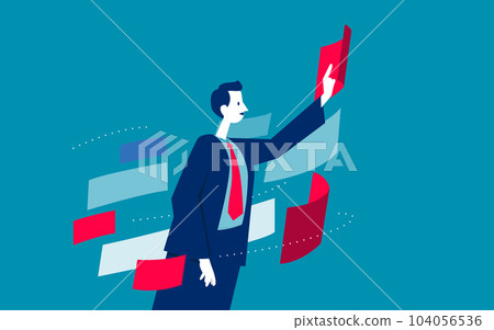 Pereson work with systems and structures. BUsiness technology and workflow automation concept 104056536