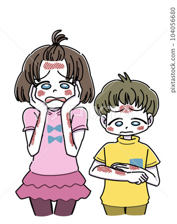 被曬傷的姐姐和弟弟 104056680